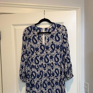 Boden Navy and White Paisley Dress